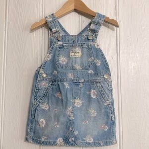 OSHKOSH EUC Girls Adorable Classic Floral Print Jean Jumper